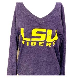 NCAA League Tri-Blend Sweats LSU V-Neck SOFT NWOT
